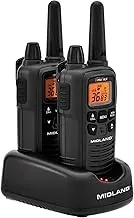 Midland LXT600VP3, radios FRS con 36 canales de dos vías, hasta 30 millas de alcance, 121 códigos de privacidad, escáner de clima NOAA + alerta (paquete con par) (negro)