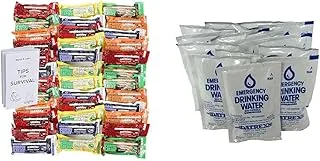 Millennium - Barras energéticas surtidas con sabor a fruta (6 unidades) y paquetes de agua purificada de emergencia Datrex (18 unidades) paquete de supervivencia