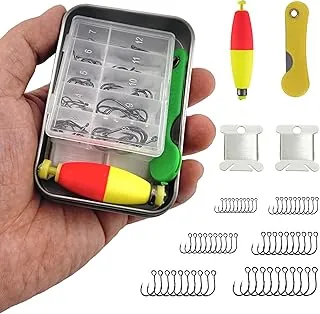 Mini kit de pesca de supervivencia: equipo de emergencia compacto para camping, senderismo, bushcraft, mochilero, caja de aparejos pequeña con ganchos, línea, herramientas