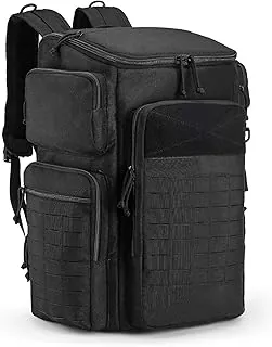 Mochila de 50L para hombres y mujeres, mochila de viaje grande, resistente al agua, 1000D, paquete de 3 días, mochila Molle para senderismo aventuras al aire libre, color negro