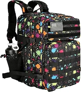 Mochila táctica militar de 25 L/45 L, paquete de asalto Molle de alta resistencia para el trabajo, gimnasio al aire libre (1.0 25L-teñido anudado fluorescente, S)