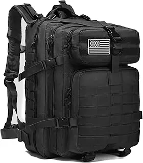 Mochila táctica ONE WVW PIN para hombres, mochilas militares de 45L, mochila grande de asalto de 3 días, mochila de emergencia MOLLE para senderismo, pesca, camping (negro)