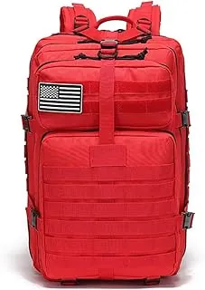 Mochila táctica para hombres, mochilas militares de gimnasio de 45 L, paquete grande de asalto de 3 días, mochila MOLLE para rucking, pesca, campamento (rojo)