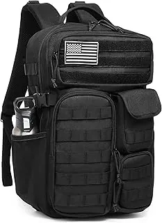 Mochila táctica Wotony - Mochila militar impermeable con múltiples bolsillos y equipo táctico para el aire libre, Negro, 25 L