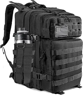 Mochilas tácticas militares de 45L para hombres, camping, senderismo, trekking, con bolsa extraíble para botella de agua, bolsa de insectos, Lage Molle, paquete de asalto de 3 días, paquete de ejército negro