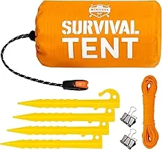Monterra Tienda de emergencia, refugio de supervivencia para 2 personas, termylar, impermeable, equipo y equipo de campamento al aire libre, kits de supervivencia, lona compacta Bivvy, incluye cuerda