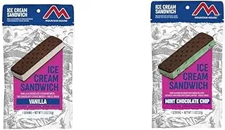 Mountain House Paquetes de sándwich de helado de vainilla y menta con chispas de chocolate | Alimentos liofilizados para mochileros y campamentos | 2 porciones