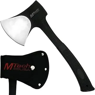 MTech USA Hacha de campamento, hoja de dos tonos, mango de goma negro, 11 pulgadas en total