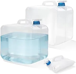 Nexboraque Paquete de 2 recipientes plegables de 5.3 galones con espiga, jarra de agua plegable portátil para camping, jarra de almacenamiento de agua para exteriores, senderismo, mochila y emergencia, apto para alimentos