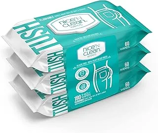 Nice 'N Clean - Toallitas desechables para adultos (3 x 60 unidades) | Toallitas de limpieza personal hechas de fibras a base de plantas | Infundidas con aloe y vitamina E