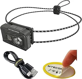 Nitecore NU20 - Linterna frontal ultraligera clásica, 360 lúmenes, USB-C, recargable, ligera, para mochileros, campamentos, correr con luz blanca y roja auxiliar