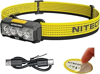 Nitecore NU27 - Linterna frontal de campamento para correr de 600 lúmenes, USB-C recargable con luces blancas cálidas, neutras y frías, luz roja, incluye calcomanía NitecoreS (negro)