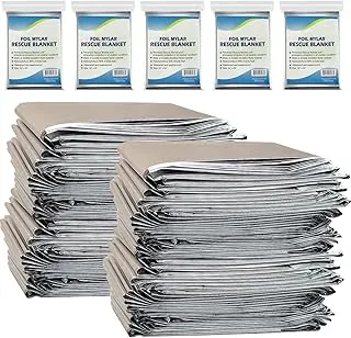 NOVAMEDIC Mantas térmicas de Mylar de aluminio de emergencia, paquete de 200, 84 x 52 pulgadas, envueltas individualmente, manta de supervivencia impermeable para campamento, al aire libre, botiquín
