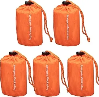 NovaMedic Saco de Dormir de Emergencia Paquete de 5 – Saco Bívac de Supervivencia Térmico de Mylar de 84"x36" – Manta de Emergencia Impermeable, Ligera y Compacta para Acampar, Senderismo