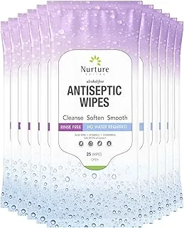 Nurture XL Toallitas antibacterianas para el cuerpo y las manos | Toallitas desinfectantes húmedas antisépticas sin alcohol para eliminación de gérmenes, desinfección de la piel, desinfección de manos