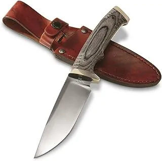 Old Timer Heritage Series 169OT - Cuchillo de hoja fija de 10.25 pulgadas con hoja de acero inoxidable, mango de madera laminada, diseño de espiga completa y funda de cuero para caza, camping, EDC y al aire libre