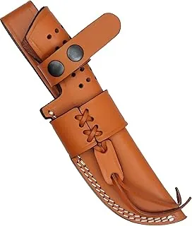 Ottoza Funda de cuchillo de cuero de grano superior para cuchillos de hoja fija - Funda vertical para cinturón, soporte para cuchillos No: 334