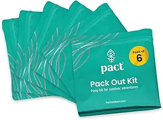 PACT Kit de empaque: el kit de caca de camping incluye toallitas húmedas, bolsas de eliminación a prueba de olores, toallitas de mano, polvo de excremento para olores y bolsas de desechos humanos para