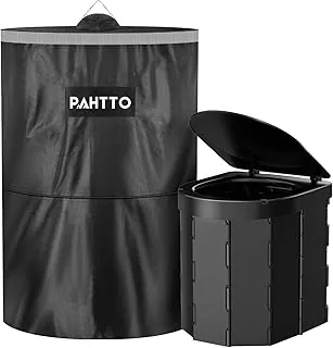 PAHTTO Inodoro portátil para acampar con tienda emergente, plegable para adultos, inodoros de viaje en automóvil con soporte de papel higiénico desmontable y estante para teléfono para exteriores, senderismo, playa, viajes por carretera, RV