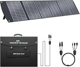 Panel solar portátil de 400W para la mayoría de estaciones de energía, maleta solar plegable y ligera con soportes, 40V MC4 y salida múltiple para generadores solares, RVs, camping y uso al aire libre