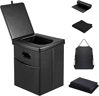 Panmout 16.5" XL Portable Toilet for Camping, Foldable Travel Toilet for Adults with Cushioned Seat, Heavy Duty 190lbs Capacity Commode for Car, Road Trip, Outdoor Emergency & Bedside Support