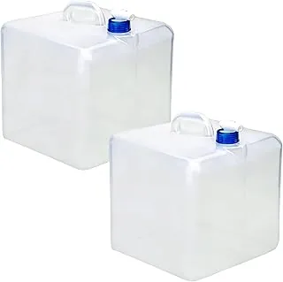 Paquete de 2 recipientes de agua plegables de 5.3 galones con grifo, sin BPA, apto para alimentos, portátil, plegable, para campamento, senderismo y preparación de emergencia