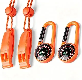 Paquete de 2 silbatos de seguridad de emergencia con cordones, silbato de supervivencia de alto decibelio para chalecos salvavidas, canotaje, kayak, senderismo, caza y rescate