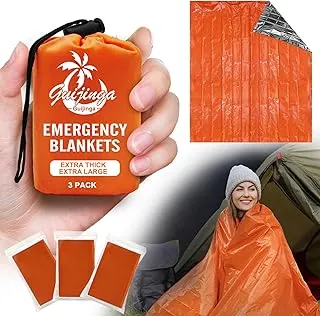 Paquete de 3 mantas de emergencia, extra gruesa, extra grande, manta térmica reflectante térmica de emergencia para aventuras al aire libre, para campamento, senderismo y emergencias de automóvil