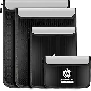 Paquete de 4 bolsas de documentos ignífugas, soporte impermeable para documentos con cremallera, bolsa de dinero a prueba de fuego para efectivo, bolsa ignífuga segura contra incendios, almacenamiento