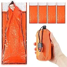 Paquete de 4 bolsas de emergencia Bivy Sack Bivy – Sacos de dormir de emergencia, saco de dormir de supervivencia, saco de dormir Bivvy saco impermeable ligero de papel de aluminio militar patriota