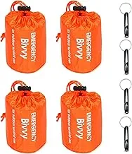Paquete de 4 bolsas de emergencia con silbatos, suministros de emergencia portátiles ligeros para acampar al aire libre, senderismo, mantener el calor después de terremotos, huracanes desastres