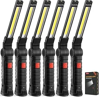 Paquete de 6 luces de trabajo magnéticas, luz de trabajo LED recargable con rotación de 360°, luz mecánica de 5 modos, linterna recargable compacta con gancho para reparación de automóviles, emergencias, regalos del día del padre