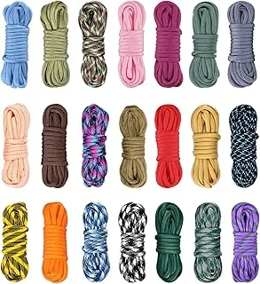 Paracord - Kit de manualidades de 21 colores de 13 pies, 550 cuerdas de paracaídas para hacer pulseras, collar de perro, cordón, combo de cuerda de paracaídas multifunción (A, 21 colores)