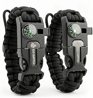 Paracord Pulsera con Brújula Senderismo Supervivencia Emergencia Silbato Encendedor Kit Equipo de Camping Esenciales de Senderismo Pesca Caza Accesorios EDC Equipo de Supervivencia Táctica