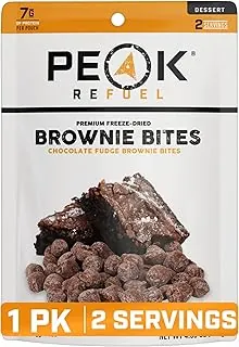 Peak Refuel Bocaditos de postre de brownie de dulce de azúcar | Alimentos liofilizados para mochileros y campamentos, sabrosos bocadillos de senderos | Paquetes de bocadillos ricos en proteínas