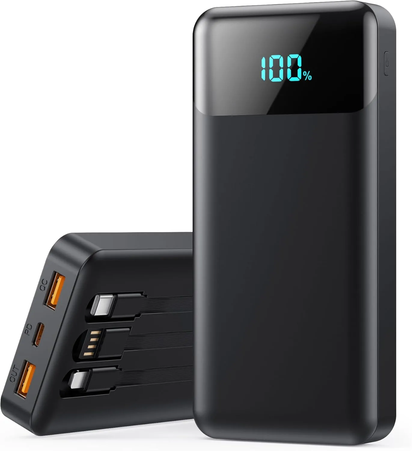 Power bank de 26800 mAh con cables integrados para mantener el móvil operativo durante un apagón en casa