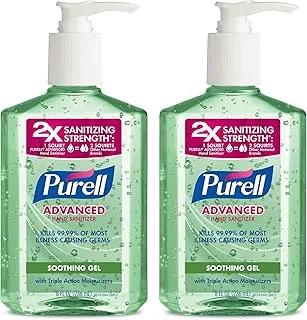 PURELL 9674-06-EC2PK - Gel calmante y desinfectante de manos avanzado, de aroma fresco, con aloe y vitamina E - 8 fl oz, botella de bomba (paquete de 2)