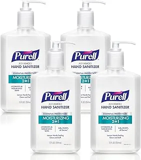 Purell Gel desinfectante de manos avanzado hidratante 2 en 1, botella de bomba de 12 onzas (paquete de 4) - 3698-06-EC