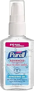 PURELL Gel refrescante desinfectante de manos avanzado, aroma limpio, botella con bomba de tamaño de viaje de 2 onzas líquidas (paquete de 1)