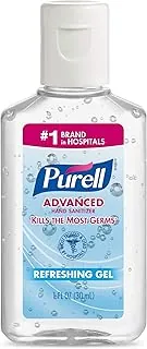 Purell Gel refrescante desinfectante de manos avanzado, aroma limpio, botella abatible de tamaño de viaje de 1 onza líquida (paquete de 250) - 3901-2C-250