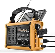 Radio meteorológica de emergencia - NOAA/AM/FM Radio solar portátil y de manivela con linterna LED, lámpara de lectura, cargador de teléfono USB, alarma SOS - Equipo de supervivencia para huracanes