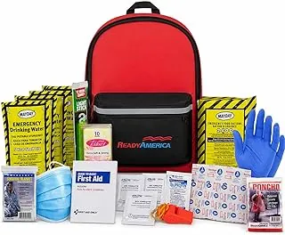 Ready America 70180 Kit de emergencia de 72 horas, 1 persona, mochila de 3 días, incluye kit de primeros auxilios, manta de supervivencia, bolsa portátil de preparación para desastres para terremotos