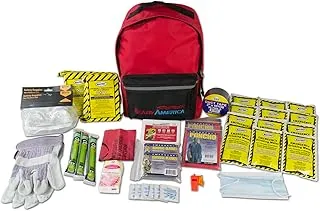 Ready America Kit de emergencia Tornado para 2 personas, mochila de 3 días, incluye alimentos de emergencia, agua, botiquín de primeros auxilios, manta de supervivencia, gafas de seguridad, bolsa portátil de preparación para desastres