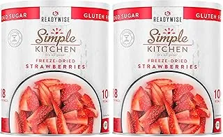READYWISE - Simple Kitchen - Fresas liofilizadas, 18 porciones, veganas, sin gluten, aperitivo saludable, alimentos de supervivencia, frutas secas, fresas (paquete de 2)