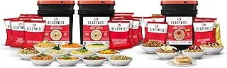 ReadyWise Suministro de alimentos de emergencia: 360 porciones, 3 cubos, paquete liofilizado y deshidratado de comidas a largo plazo, kit de supervivencia para campamento, suministros de