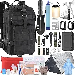 Regalos para hombres Kit de supervivencia de Navidad, equipo de supervivencia y suministros 258 PIEZAS con filtro de agua, tienda de emergencia, linterna LED, suministros de kit de primeros auxilios