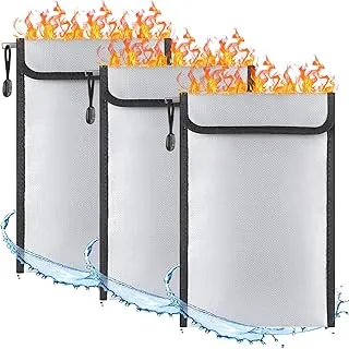 Relaxweex Paquete de 3 bolsas de documentos impermeables (2000℉) de 11 x 7 pulgadas, bolsa de dinero a prueba de fuego con cremallera, resistente al fuego, al agua, segura, importante, bolsa