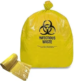 RESILIA Bolsas de riesgo biológico – Para eliminación de residuos infecciosos, cumple con las normas DOT ASTM para uso hospitalario, aprobado por OSHA, amarillas, 33 galones, 29 pulgadas de ancho x 43