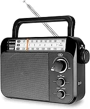 Retekess TR604W AM FM NOAA Radio, Radios meteorológicas de emergencia portátiles con la mejor recepción, alimentadas por AC o batería D, con esfera clara y botón grande, adecuadas para el hogar (Negro