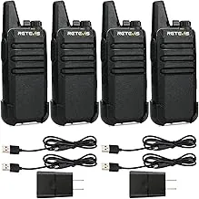Retevis Radio bidireccional RT22 recargable de largo alcance, radio portátil de 2 vías, carga USB-C, walkie talkies manos libres para adultos, crucero, senderismo, campamento (paquete de 4)